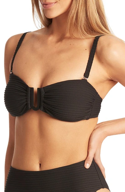 Shop Sea Level U-bar Bandeau Bikini Top In Black