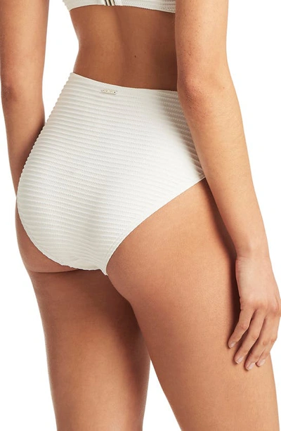 Sea Level Retro High Waist Bikini Bottoms In White