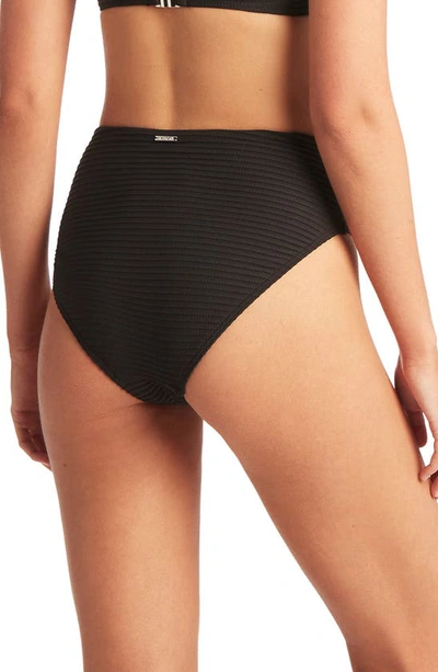 Sea Level Retro High Waist Bikini Bottoms In Black