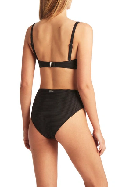 Sea Level Retro High Waist Bikini Bottoms In Black