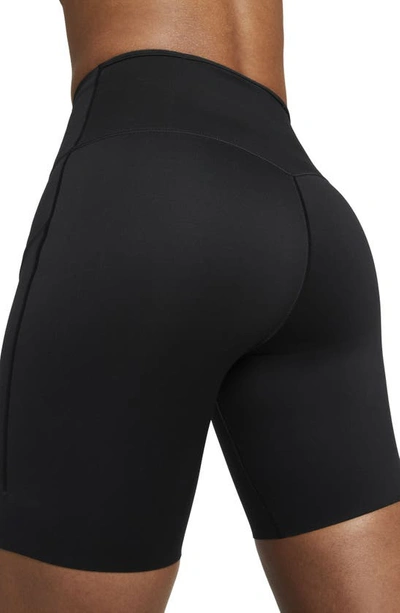 Shop Nike Dri-fit Firm Support High Waist Biker Shorts In Black/ Black
