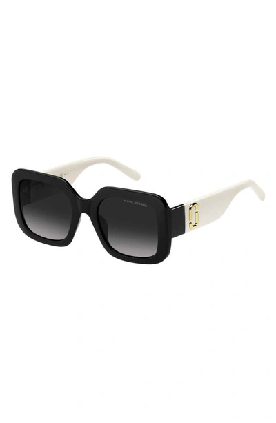 Shop Marc Jacobs 53mm Gradient Polarized Square Sunglasses In Black White/ Grey Shaded