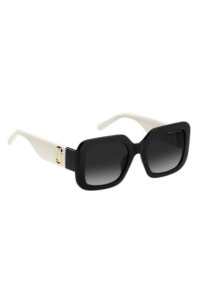 Shop Marc Jacobs 53mm Gradient Polarized Square Sunglasses In Black White/ Grey Shaded