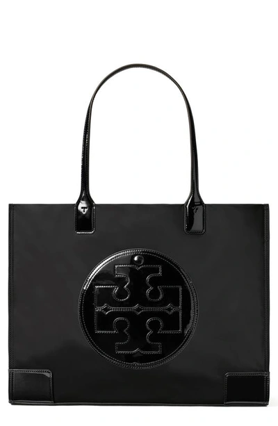Shop Tory Burch Small Ella Patent Tote Bag In Black