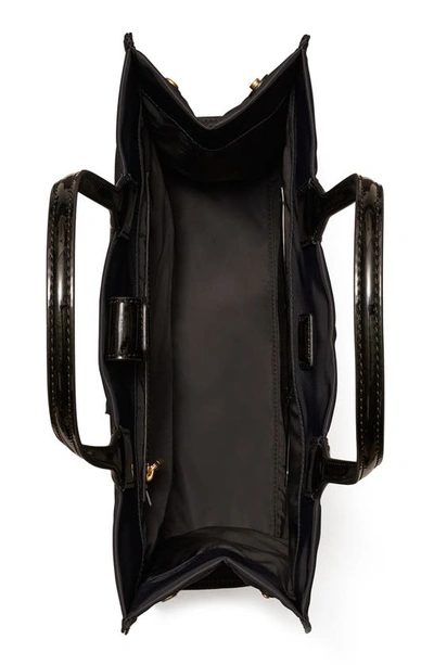 Tory Burch Small Ella Shopping Bag In Recycled Fabric With Front Logo In Black