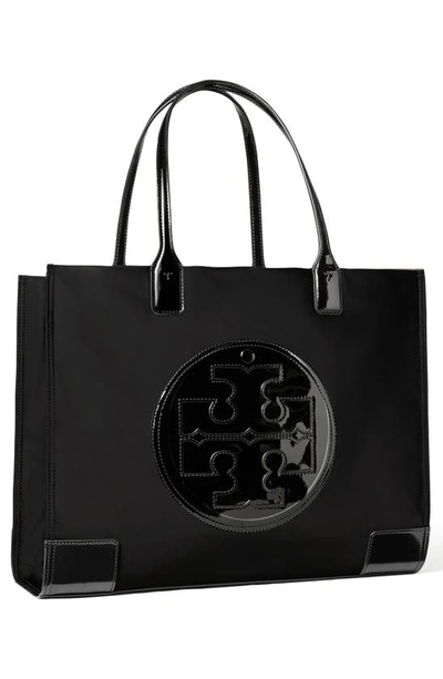 Shop Tory Burch Small Ella Patent Tote Bag In Black
