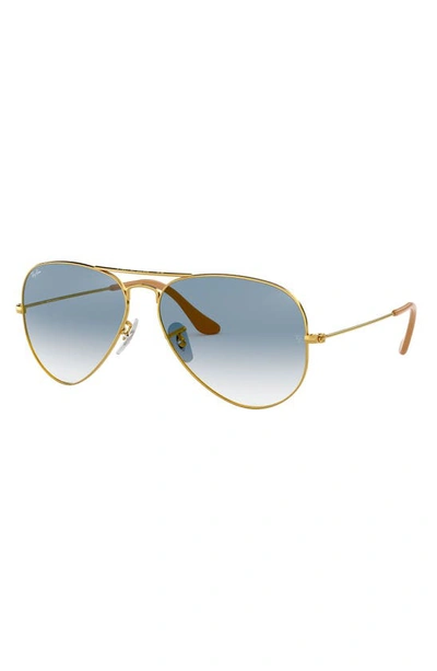 Shop Ray Ban Small Original 55mm Aviator Sunglasses In Blue Grd