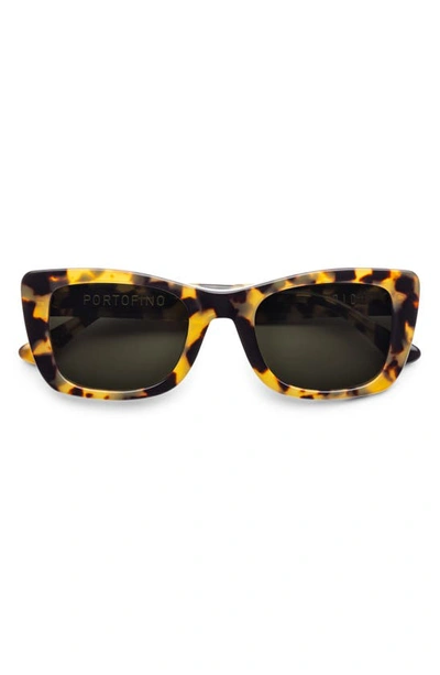 Shop Electric Portofino 52mm Rectangular Sunglasses In Gloss Spotted Tort/ Grey Polar