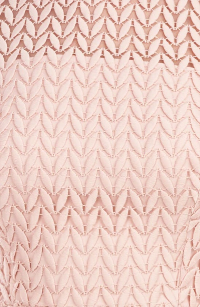 Shop Kay Unger Tatum Floral Lace Midi Cocktail Dress In Soft Blush