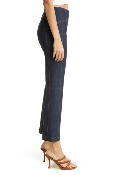 Shop Cinq À Sept Loren Flare Leg Crop Denim Pants In Indigo