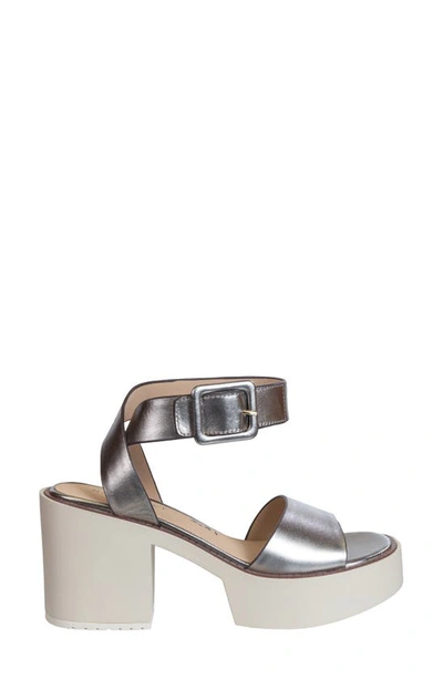 Shop Naked Feet Iconoclast Ankle Strap Platform Sandal In Gunmetal