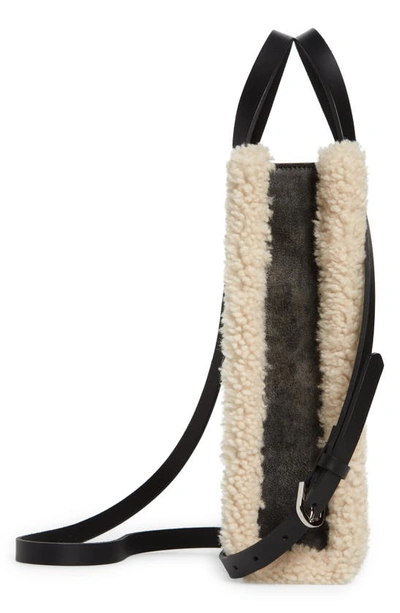 Shop Golden Goose Mini California North/south Leather & Genuine Shearling Tote In Black/ Natural White