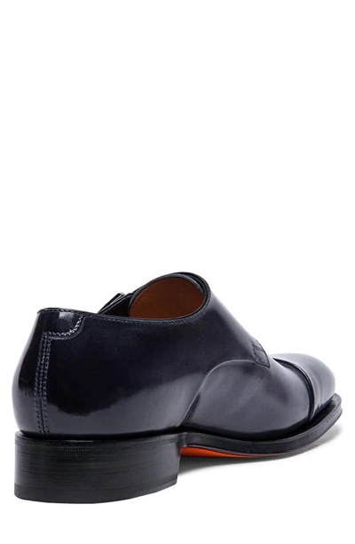Shop Santoni Dithered Double Monk Strap Shoe In Black