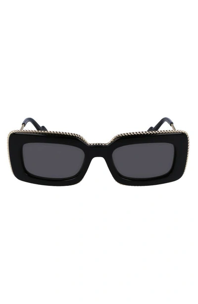 Shop Lanvin 52mm Rectangular Sunglasses In Black