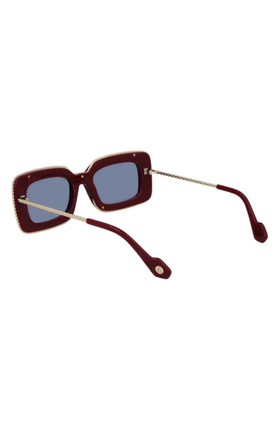 Shop Lanvin 52mm Rectangular Sunglasses In Burgundy