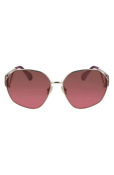 Shop Lanvin Mother & Child 62mm Oversize Rectangular Sunglasses In Gold/ Gradient Cherry