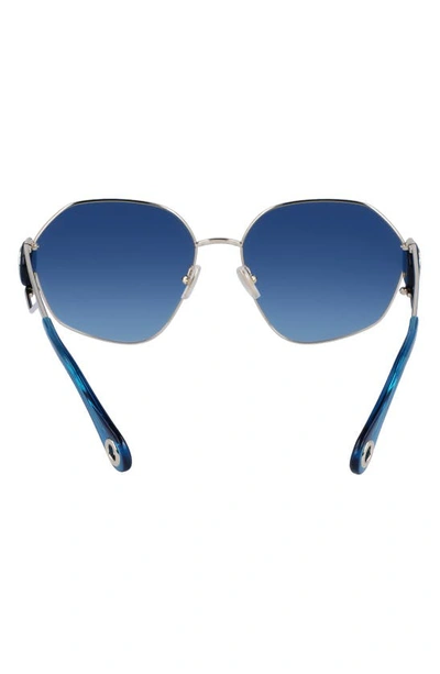 Shop Lanvin Mother & Child 62mm Oversize Rectangular Sunglasses In Gold/ Gradient Blue