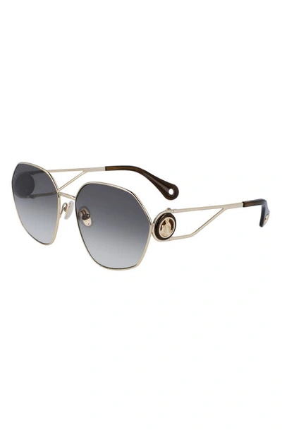 Shop Lanvin Mother & Child 62mm Oversize Rectangular Sunglasses In Gold/ Gradient Khaki