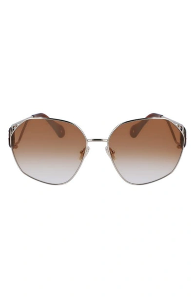 Shop Lanvin Mother & Child 62mm Oversize Rectangular Sunglasses In Gold/ Gradient Caramel
