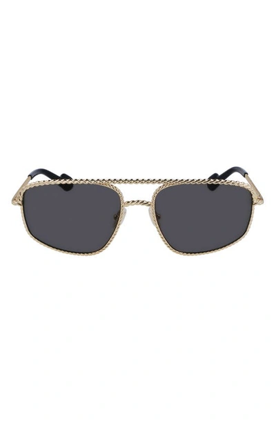 Shop Lanvin 58mm Navigator Sunglasses In Gold/ Grey