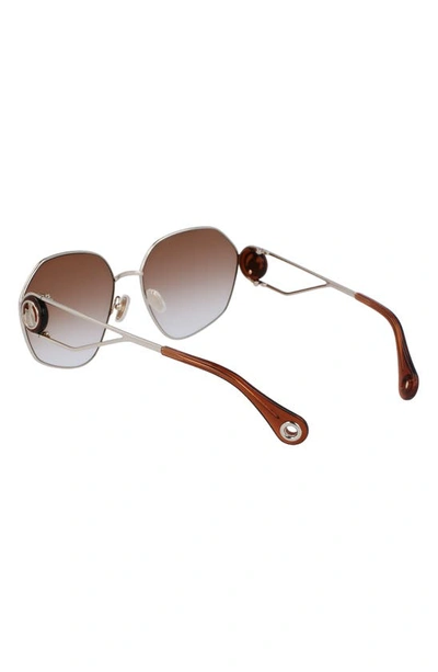 Shop Lanvin Mother & Child 62mm Oversize Rectangular Sunglasses In Gold/ Gradient Caramel