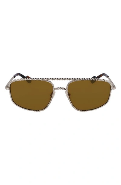 Shop Lanvin 58mm Navigator Sunglasses In Gold/ Khaki