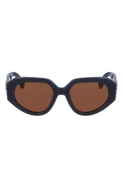 Shop Lanvin 53mm Modified Rectangular Sunglasses In Dark Grey