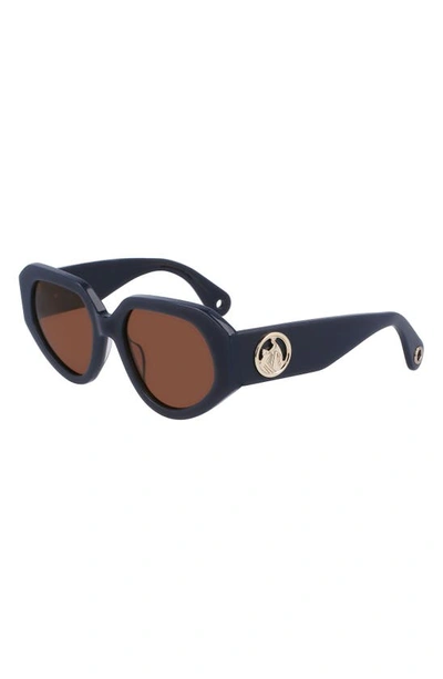 Shop Lanvin 53mm Modified Rectangular Sunglasses In Dark Grey