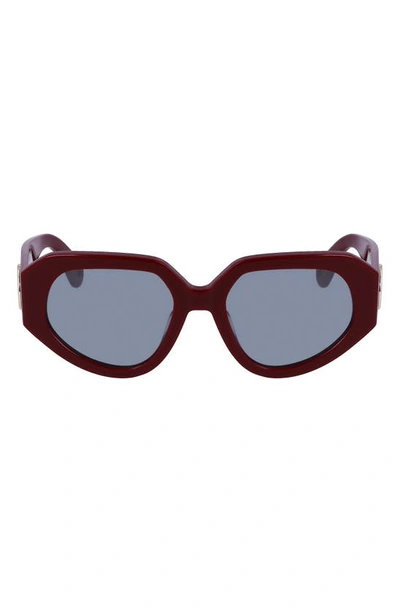 Shop Lanvin 53mm Modified Rectangular Sunglasses In Burgundy