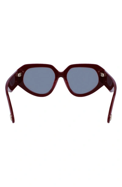 Shop Lanvin 53mm Modified Rectangular Sunglasses In Burgundy