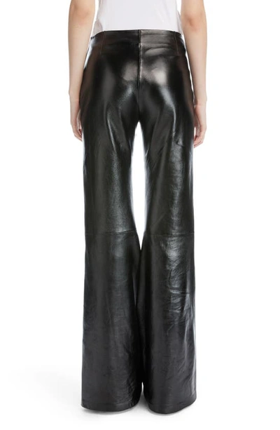 Shop Acne Studios Lazos Flare Lambskin Leather Pants In Black