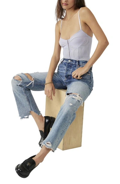 Free People Intimately Fp Night Rhythm Corset Bodysuit In Soft Lilac