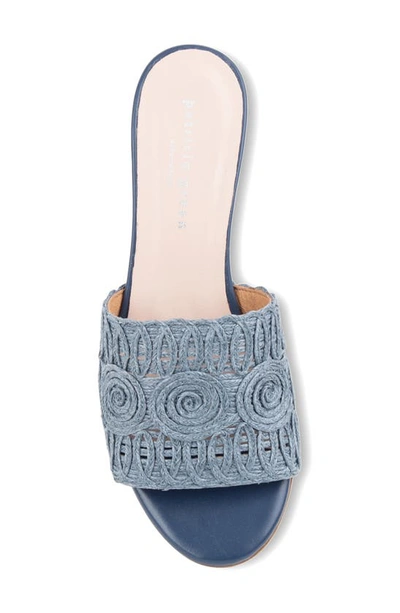 Shop Patricia Green Siesta Raffia Wedge Slide Sandal In Steel Blue