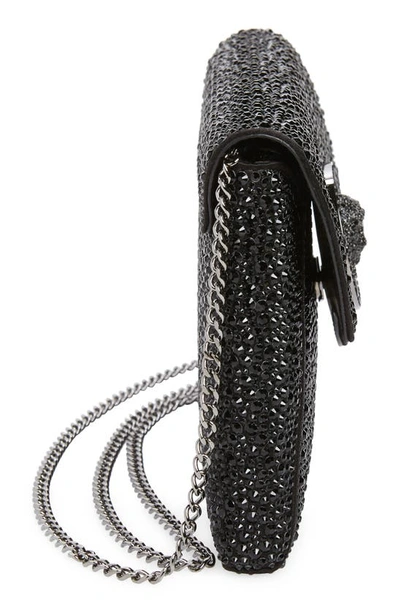 Shop Versace La Medusa Crystal Encrusted Wallet On A Chain In Black/ Ruthenium