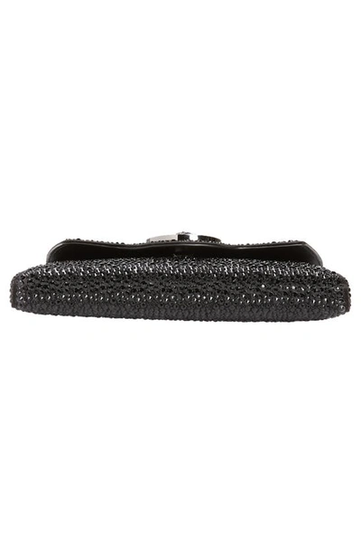 Shop Versace La Medusa Crystal Encrusted Wallet On A Chain In Black/ Ruthenium
