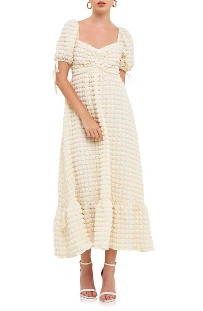 Shop Endless Rose Texture Puff Sleeve Maxi Dress In Ivory