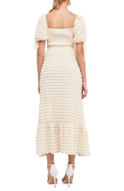 Shop Endless Rose Texture Puff Sleeve Maxi Dress In Ivory