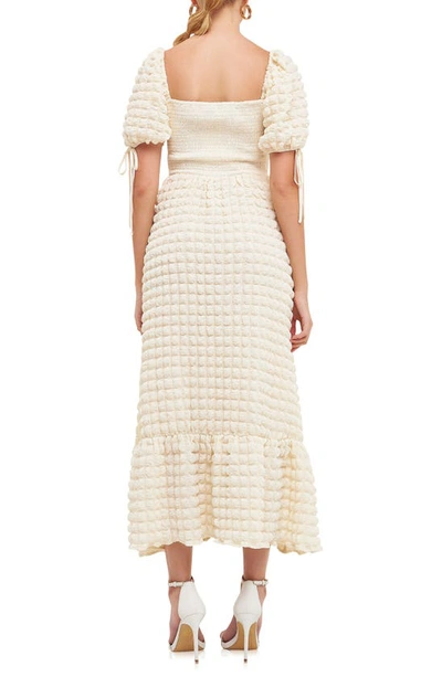 Endless Rose Texture Puff Sleeve Maxi Dress In Ivory