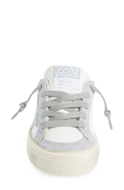 Shop Golden Goose Kids' May Glitter Low Top Sneaker In White/ Silver