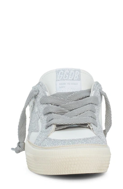 Shop Golden Goose Kids' May Glitter Low Top Sneaker In White/ Silver