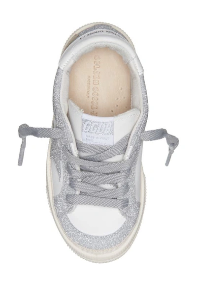 Shop Golden Goose Kids' May Glitter Low Top Sneaker In White/ Silver