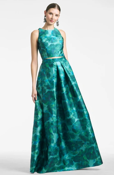 Shop Sachin & Babi Watercolor Floral Sleeveless Top In Emerald Watercolor Floral