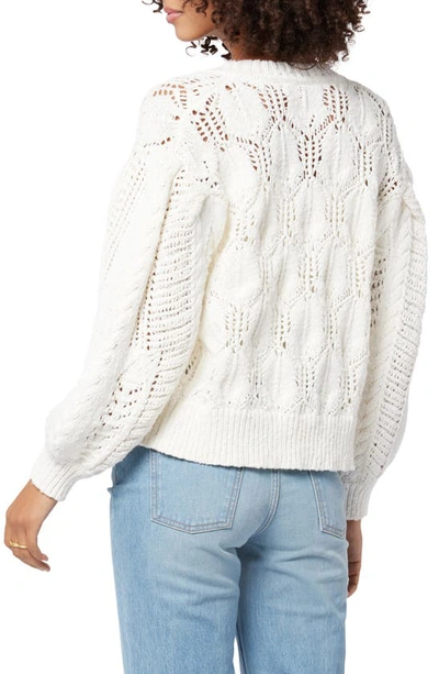 Joie Aurelia Pointelle Cardigan Sweater In Porcelain