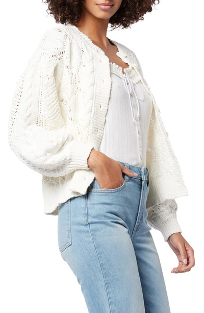Joie Aurelia Pointelle Cardigan Sweater In Porcelain