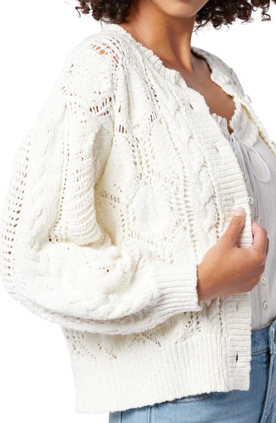 Joie Aurelia Pointelle Cardigan Sweater In Porcelain