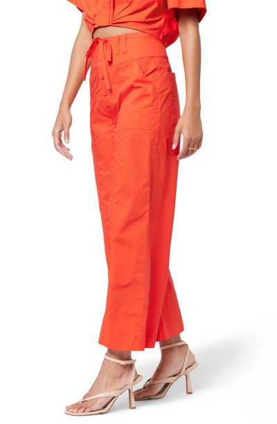 Shop Joie Mara Drawstring Cotton Pants In Vibrant Red