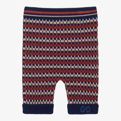 Shop Gucci Boys Blue & Orange Knitted Gg Trousers