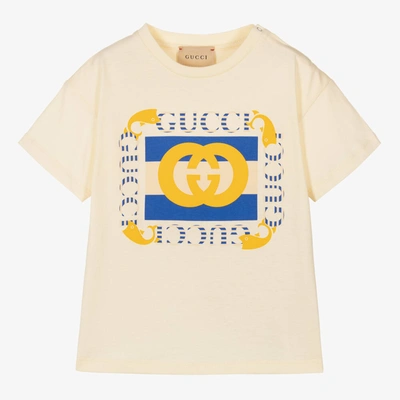 Shop Gucci Boys Ivory Cotton Interlocking G T-shirt