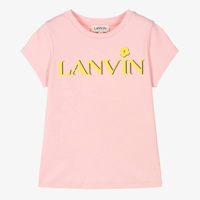 Shop Lanvin Girls Pink Cotton Logo T-shirt