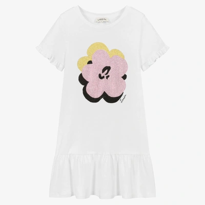 Shop Lanvin Teen Girls White Daisy T-shirt Dress